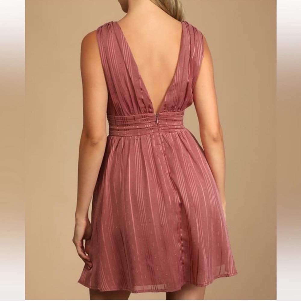NWT lulus Romantic At Heart Rose Pink Striped
Skater Mini Dress - Picture 2 of 6